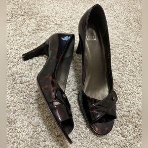 Stuart Weitzman Tortoiseshell Peep-Toe Heels